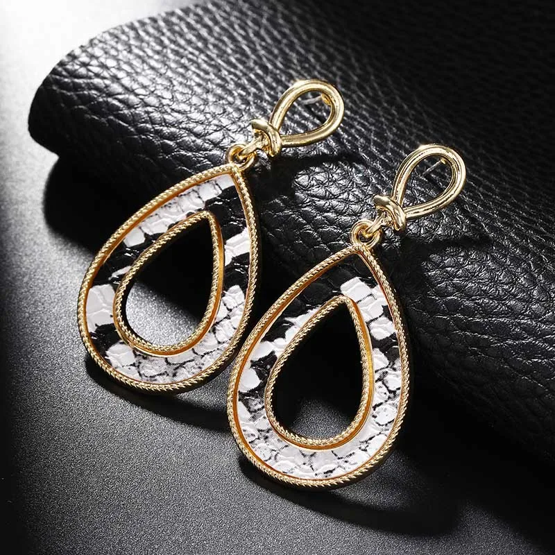 Gold Color Earrings 2019 Four Species Geometric Black and White Serpentine Water Droplets Bohemia Style Gift for Friends Girls | Украшения