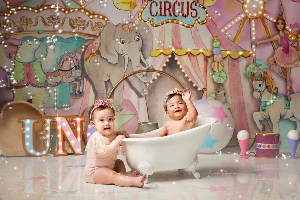 circus-baby kids portrait backdrops circus birthday baby shower