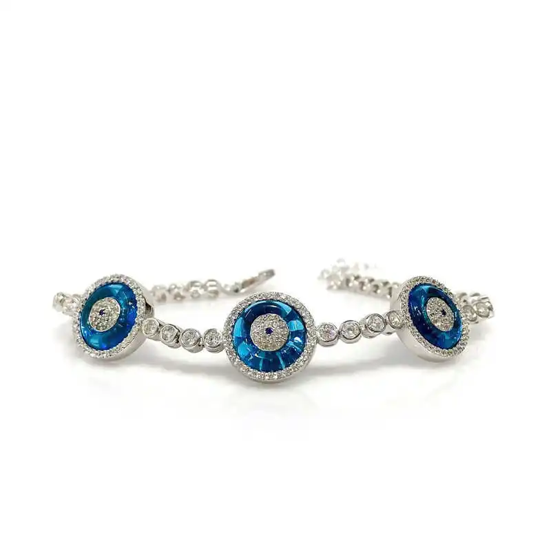 

Armagano 100% 925 Sterling Silver Gists Triple Watercourse Evil Eye Bracelet High Quality and Original Women Wrist Straps