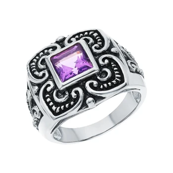 

Silver ring with amethyst sunlight sample 925