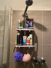 Práctico soporte de estante de ducha para baño, organizador de estantes de baño, bandeja para champú de ducha de un solo nivel, soporte para cabezal de ducha