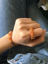 Momiji-Anillo de energía de piedra Natural bohemio para mujer, joyería elástica hecha a mano, anillo ajustable de cristal para fiesta de boda, venta al por mayor