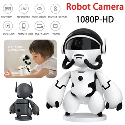 Wifi câmera interna para casa pet crianças segurança pir detecção de movimento 2 vias áudio 1080p fhd bateria recarregável sem fio robô