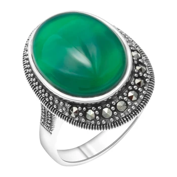 

Silver ring with agate Green