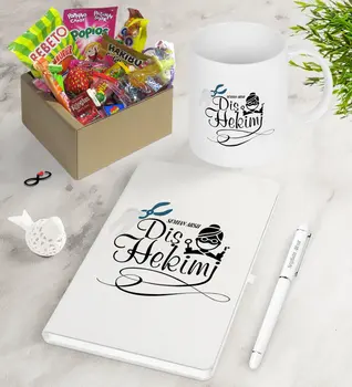 

Personalized Dentist Nostalgic Lezzetler Notebook Pen Mug Gift Seti-2