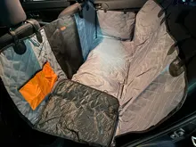 DEKO-Protector para asiento de coche para perros, hamaca de transporte con visión de malla para mascotas, Protector de seguridad, alfombrilla para asiento trasero de coche con cremallera y bolsillo para viaje