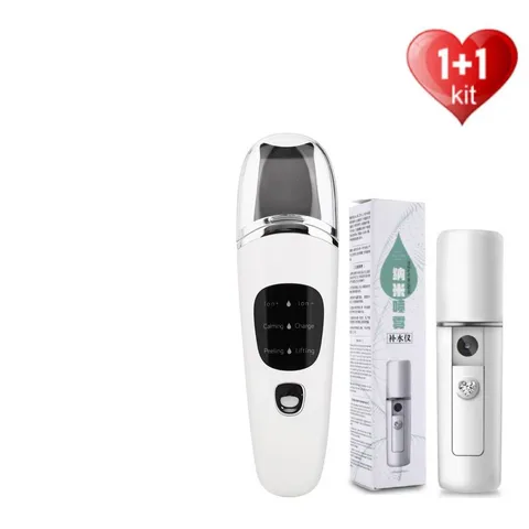Skin Scrubber+Nano Face Steamer Pore Cleaner Blackhead Remover Ion Acne Exfoliating Peeling Spatula Lifting Tools