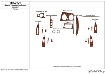 

Interior lining for Ssang Yong Action Sport 2009-UP. Set L2424.