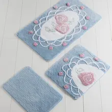 Коврик для ванной-коврики | коврик для ванной нескользящие Противоскользящие коврики синие кружева 3л набор 60X100 cm-50X60 Cm-40X60 см