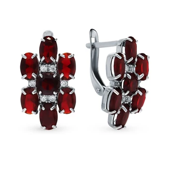 

Silver earrings with cubic zirkonia and Garnet SUNLIGHT test 925