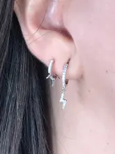 ROXI 100% de Plata de Ley 925 Punk remache pequeño pendientes de aro abierto Cubic Zirconia pendientes para las mujeres joyería de moda regalos