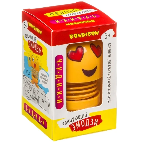 Игрушка на пружинке Bondibon &quotЭмодзи влюбленный&quot липкое крепление в машину 5*8*5 см