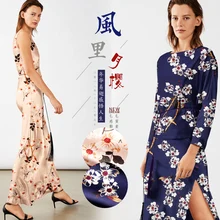 SP893 чистый шелк/серия цветов/шелковая ткань тутового шелка шелк 93%, спандекс 7% эластичный/ширина 1.29yd толщина 19 мм/единица измерения: метр