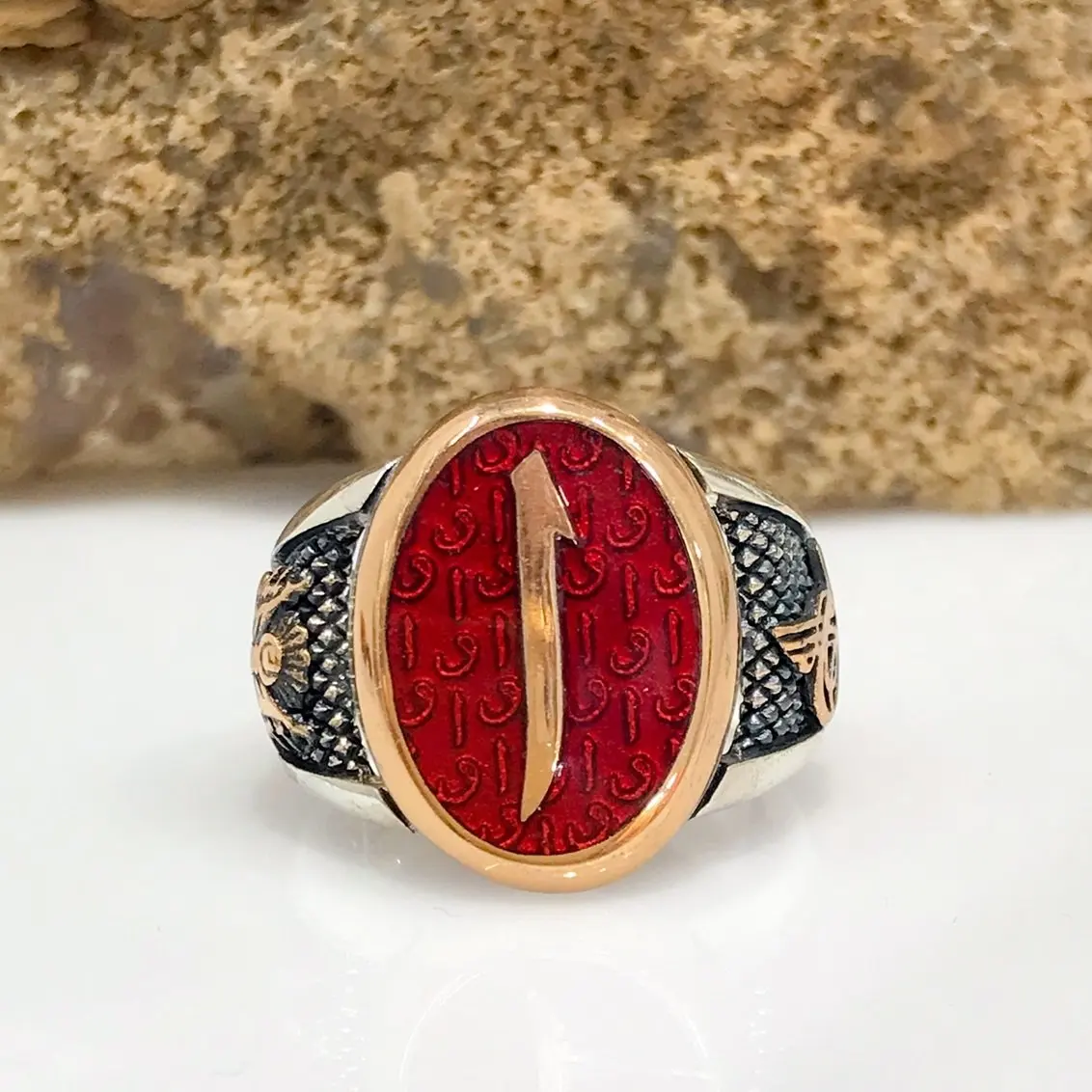 Мужское кольцо из стерлингового серебра с надписью Aleph Ottoman Rigging Monogram