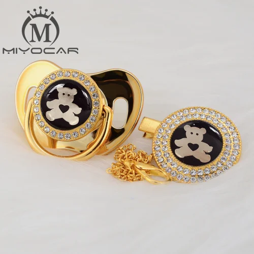 MIYOCAR, золотой, серебряный, милый медведь, золотой блеск, пустышка и пустышка, без BPA, пустышка, шикарный уникальный дизайн, безопасный, не содержит БФА GBEAR - Цвет: GBEAR-8   6-18M