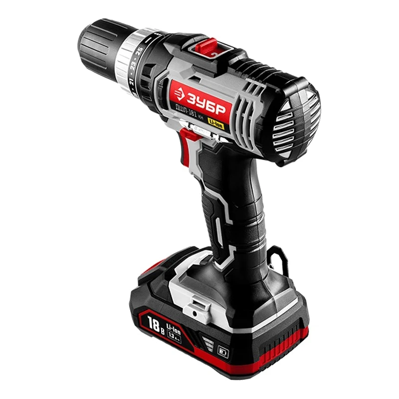 Дрель-шуруповерт аккумуляторная ЗУБР ДШЛ-181 КН (2 режима, быстрозажимной патрон, 35 Нм, 1400 об/мин, реверс)