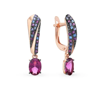 

Gold earrings with cubic zirconia and sieve sunlight sample 585