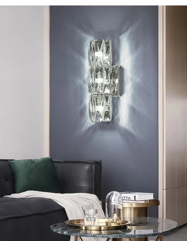 black wall lights Modern Art Crystal Design LED Wall Lamp For Living Room BedRoom Bedside Corridor Hotel Villa TV Wall Decorative Chrome G9 Light led wall lights indoor