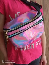 AIREEBAY-riñonera holográfica plateada para mujer, bolso con cinturón, color negro, con formas geométricas, para pecho y teléfono