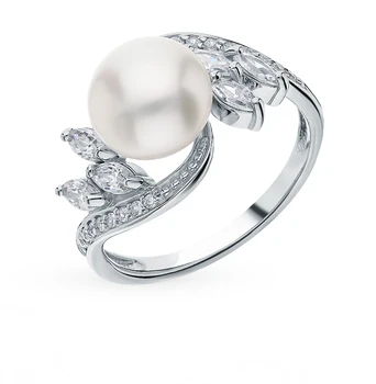 

Silver ring with cubic zirconia and pearls sunlight sample 925