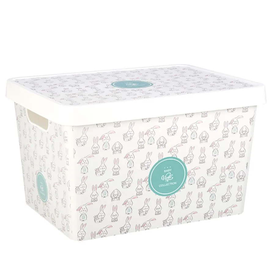 

Plastic Toy Box Rabbit Pattern 17 Lt Multi-Purpose Storage Box Organizer Box With Lid Home Children's Room