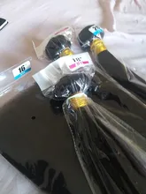 Pelo humano brasileño que rebota, mechones de pelo liso con cierre, Color Natural, pelo Remy, 3 mechones con cierre de encaje