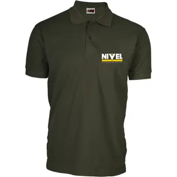 

SHORT SLEEVE POLO BLACK SCREENPRINTED LEVEL T-S