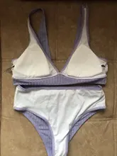 Womens Swimsuits Swimwear Bikini-Set Ribbed Push-Up Black INGAGA High-Waist Biquini