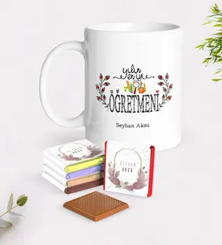 

Personalized The Year 'S Best Teacher White Mug and Chocolate Gift Seti-2