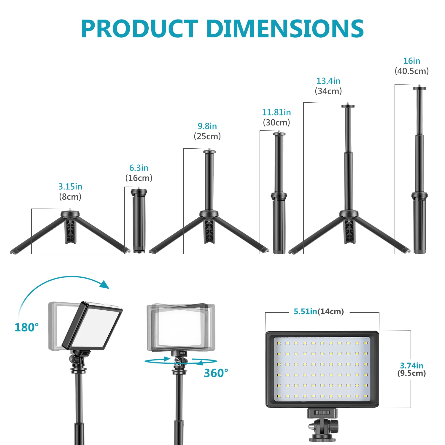 YouTube 2 Pack Dimmable USB Led Video Light，Photography Lighting，5600k Studio Lights with Tripod Stand Adjustable Height & 4 Color Filters，Video Lighting Kit for Live Broadcast 