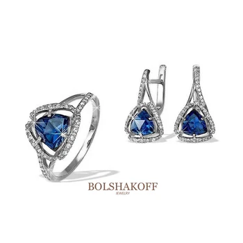

Jewelry set bolshakoff ring + earrings Silver 925 арт.011, size 19, OSN. Insert-tourmaline