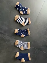 Calcetines de algodón suave para niños de 0 a 6 años, 5 par/lote, Linda y cálida caricatura, a rayas, de moda, para escuela, Otoño e Invierno