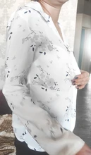 Blouse Shirt Work-Wear Turn-Down-Collar Casual Tops Long-Sleeve Chiffon Elegant Plus-Size