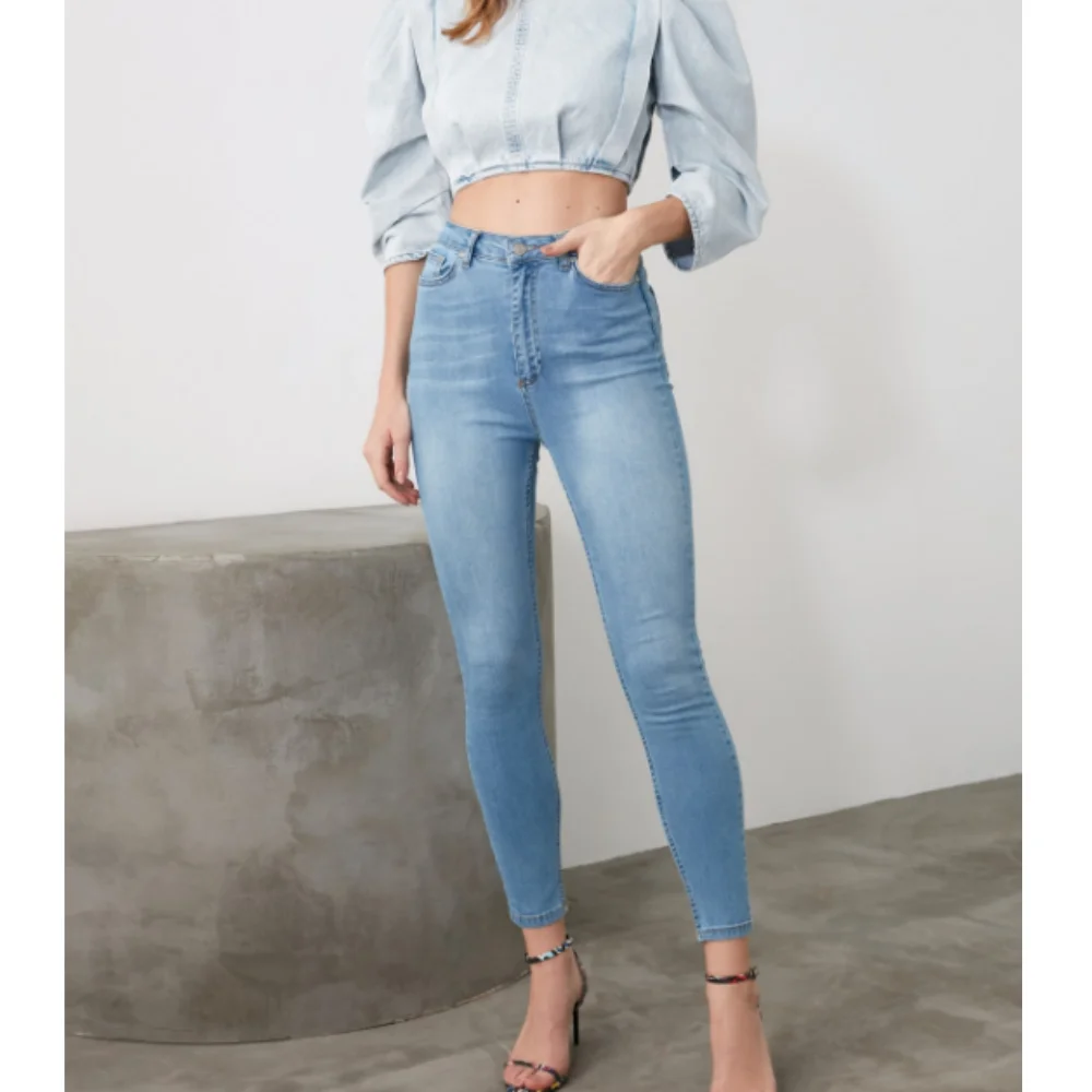 Women Skinny Jeans Light Blue High Waist Denim Stretch Washed Autumn Winter Fashion Elastic Size Slim Fit Pencil Pants Jeans Aliexpress