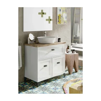 

Vintage medelo Italy White and Cambrian bathroom cabinet with ceramic countertop basin