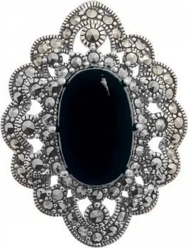 

Yuk marcasite brooch with marcasites and onyx from silver