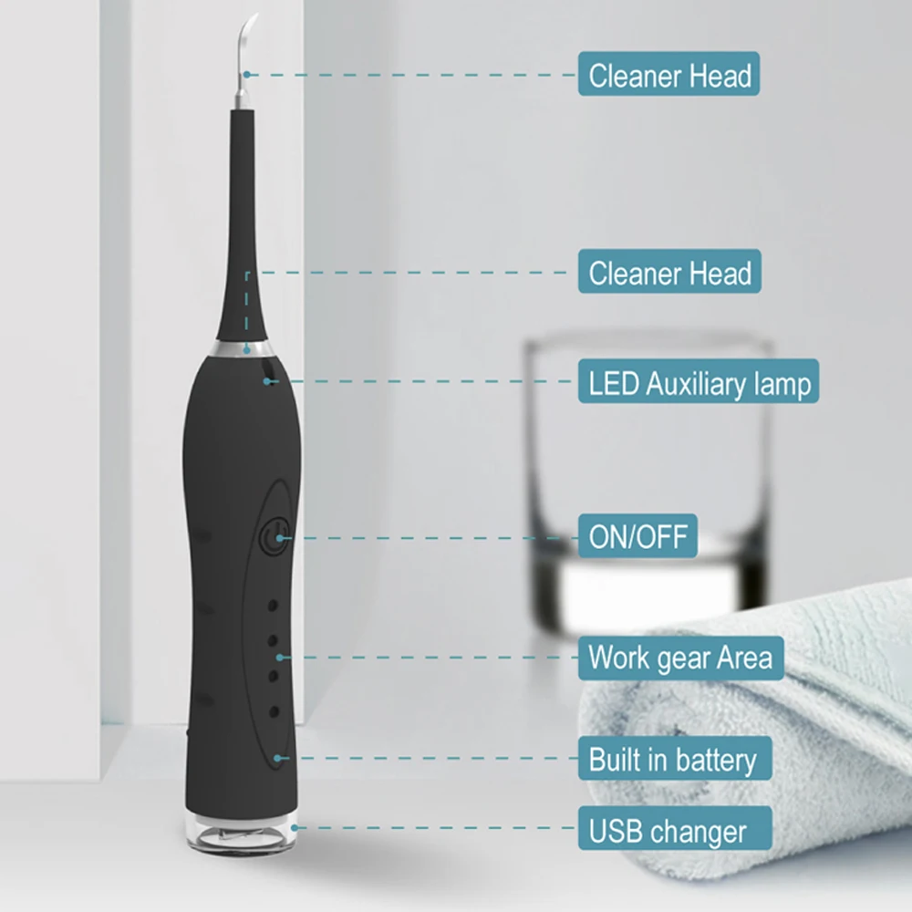 Electric Ultrasonic Dental Scaler Teethbrush Tooth Calculus Remover Cleaner Tooth Stains Tartar Tool with 5 Replaceable Heads Electric Ultrasonic Dental Scaler Teethbrush Tooth Calculus Remover Cleaner Tooth Stains Tartar Tool with 5 Replaceable Heads
