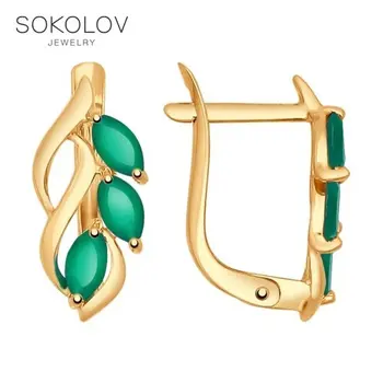 

SOKOLOV drop earrings with stones of gold with agate fashion jewelry 585 women's male, long earrings