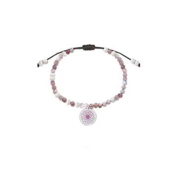 

Silver bracelet Macrame Stones Color Disc Pendant