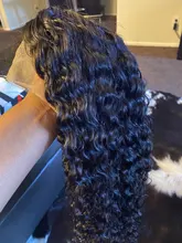 RuiYu 180 densidad 250 rizado de la onda de agua pelo peluca del pelo humano transparente de la onda de agua peluca con malla frontal T parte brasileño mojado y ondulado peluca