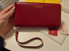 FOXER 100%-cartera de cuero genuino para mujer, bolso largo de lujo con ranura para tarjeta, monedero, funda de teléfono de cuero de vaca, funda de identificación