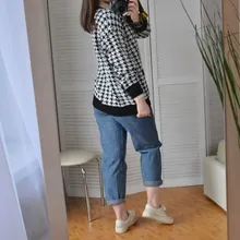 FSDA-suéter de manga larga con cuello de pico para mujer, cárdigan negro con botones y pata de gallo, de punto, holgado, de gran tamaño, informal, otoño e invierno, 2020