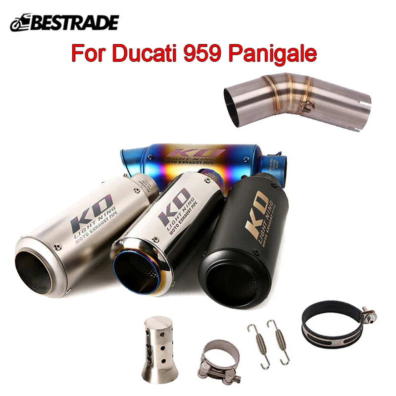 

For Ducati 959 Panigale Motorcycle Exhaust Muffler Pipe System Slip On 60.5mm Mid Link Connect Section Tube Stainless Steel