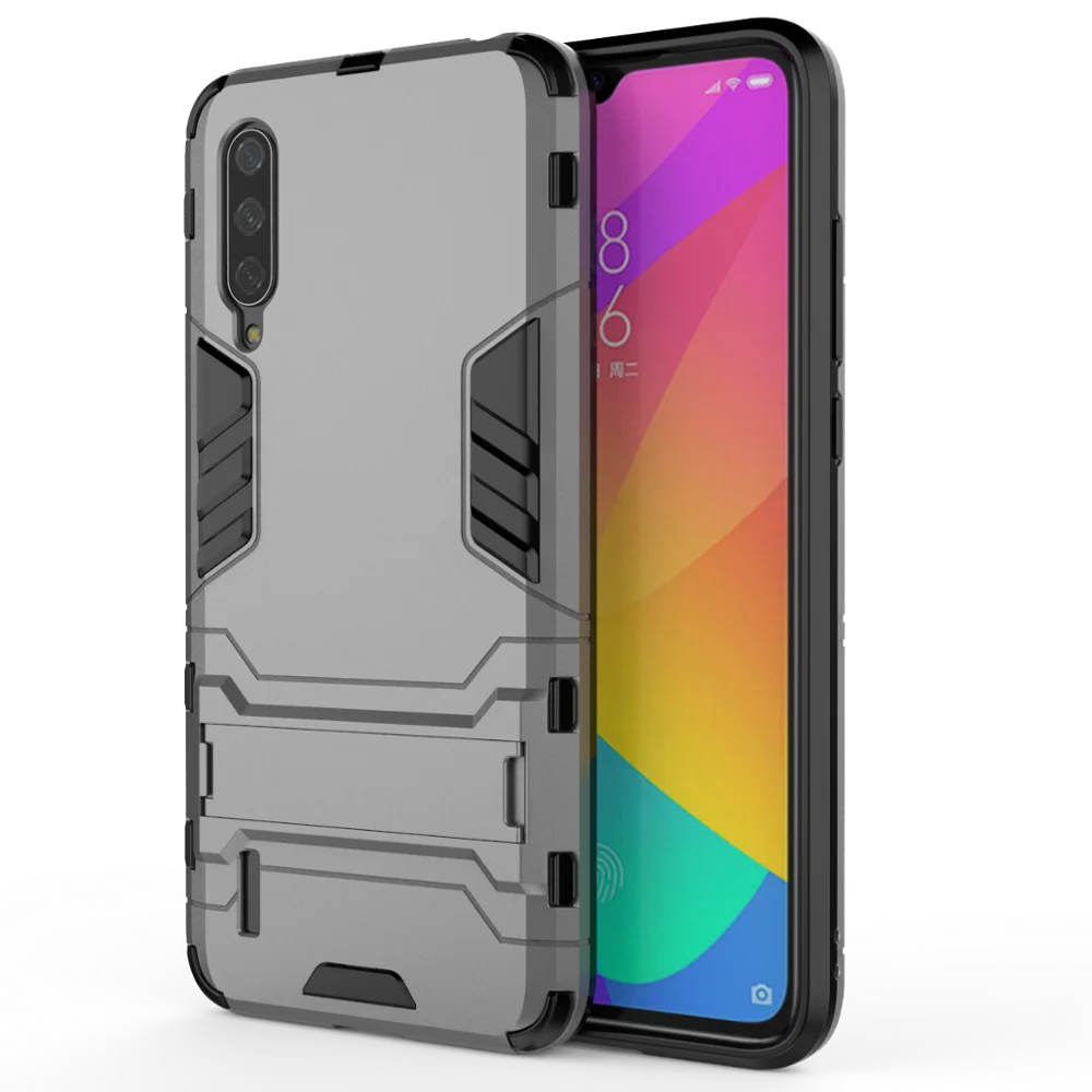 Чехол-подставка для Xiaomi mi 9 Lite/mi A3 Lite/CC9 Con soporte-чехол Гибридный противоударный Прочный - Цвет: Grey