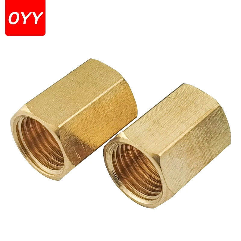 Pipe Fitting 1PCS Brass Pipe Fitting Copper Hose Hex Coupling Coupler Fast Connetor Female Thread 1/8" 1/4" 3/8" 1/2" 3/4" For Water Fuel Gas