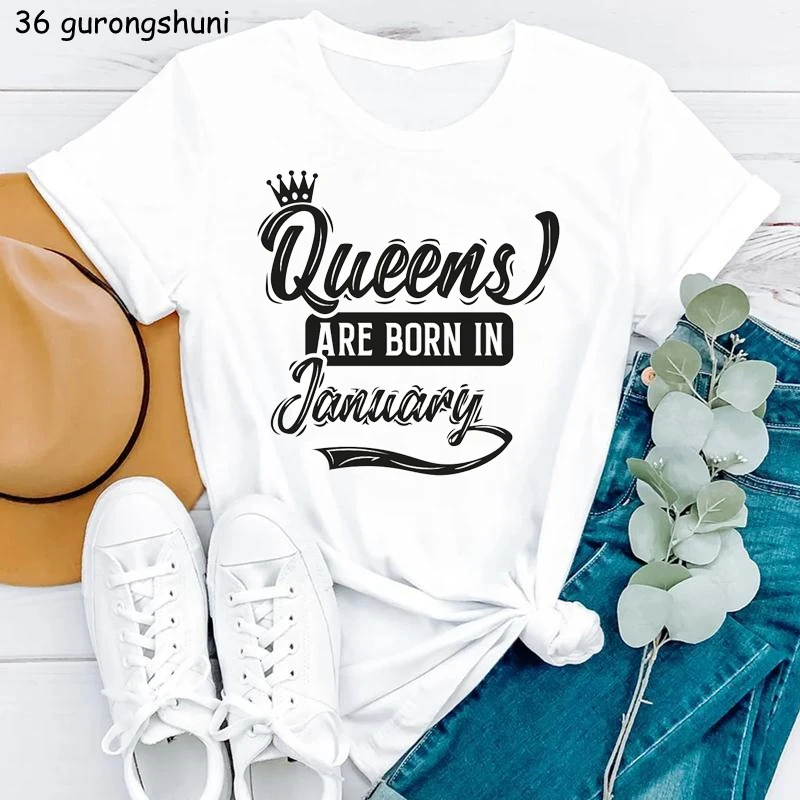 Crown Queen Are Born In May/june/july/august/september Letter Print T-shirt  Women Birthday Gift Tshirt Girls Summer Tops Tee - T-shirts - AliExpress