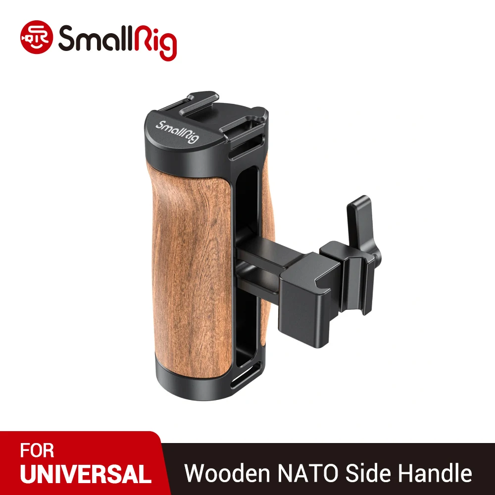 

SmallRig DSLR Camera Handle Quick Release Wooden NATO Side Handle for SmallRig BMPCC 4K / 6K Camera Cage etc. 2915