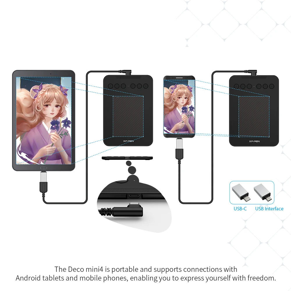 XP PEN Deco mini4 цифровой графический планшет USB 8192 уровней Android Mac Windows Signature Online