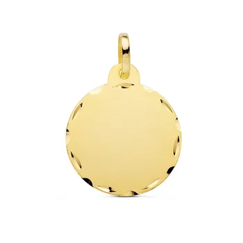 

Pendant 9k gold disc 20mm. Sheet round smooth carved edging