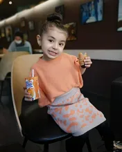 Oso líder chica vestido de invierno vestido de niña de dibujos animados patrón de leopardo niños ropa de manga larga princesa Vestidos de fiesta Vestidos